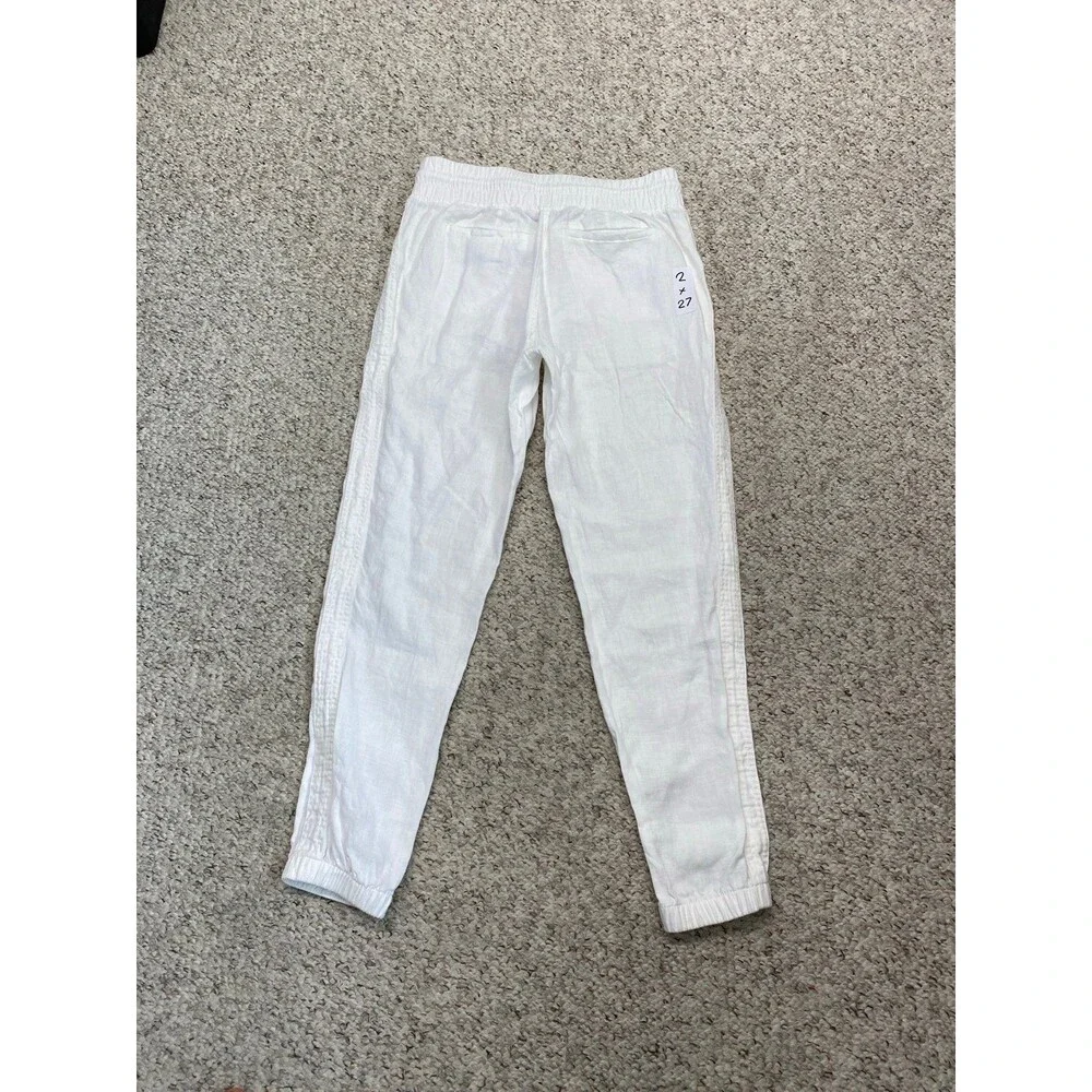 ATHLETA Cabo 100% Linen Joggers Calla White Size 2 NWOT